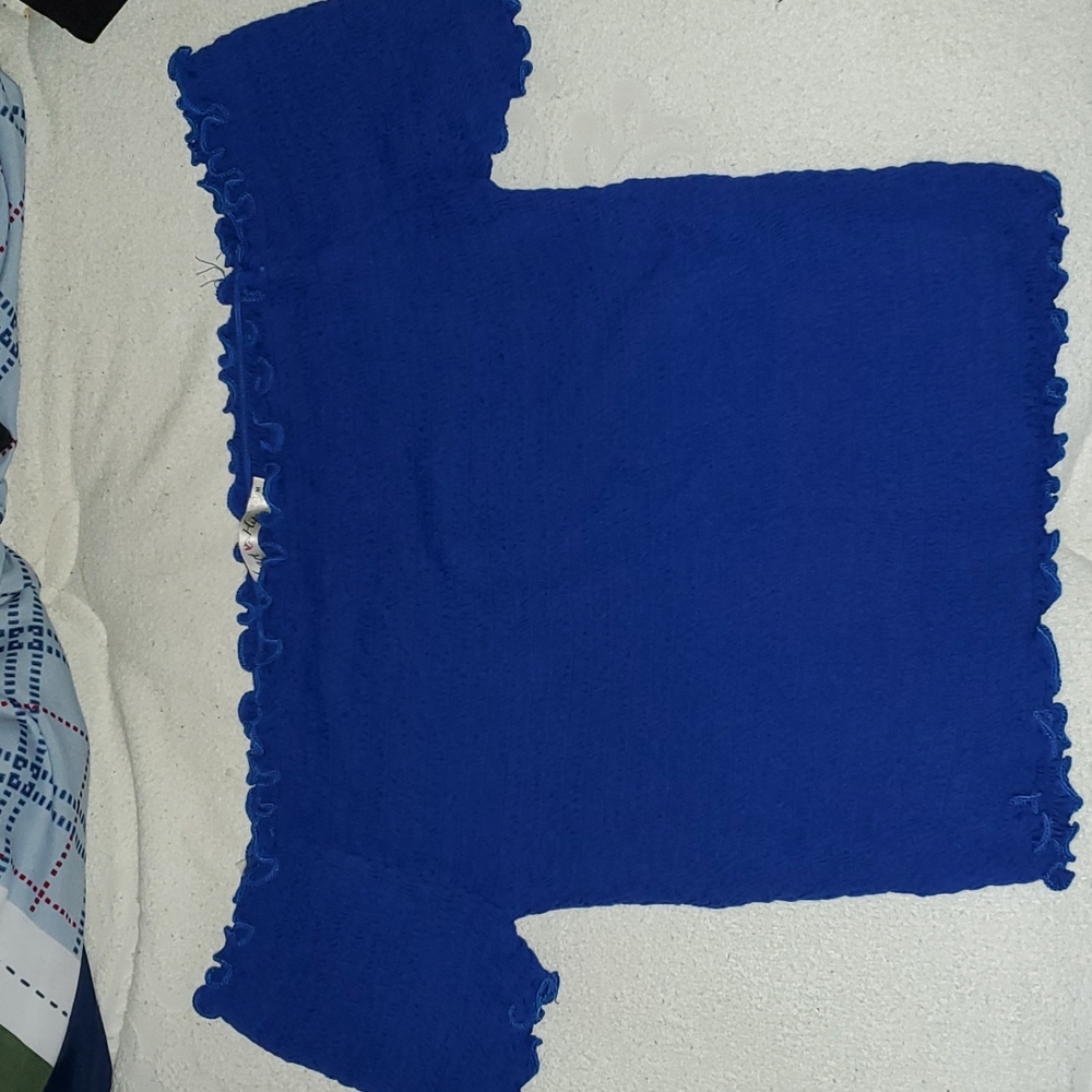 Royal blue off the shoulder crop top